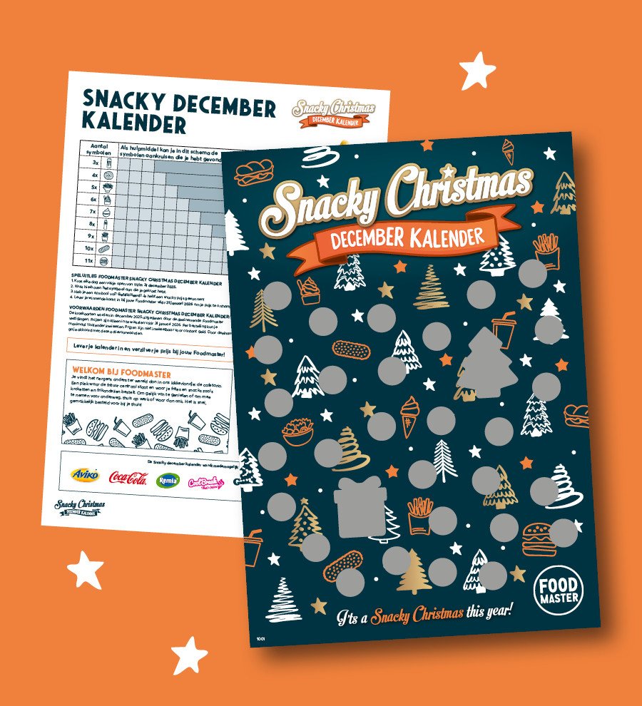 Snacky kalender bij Foodmaster - kras en win bij een besteding van 30 euro